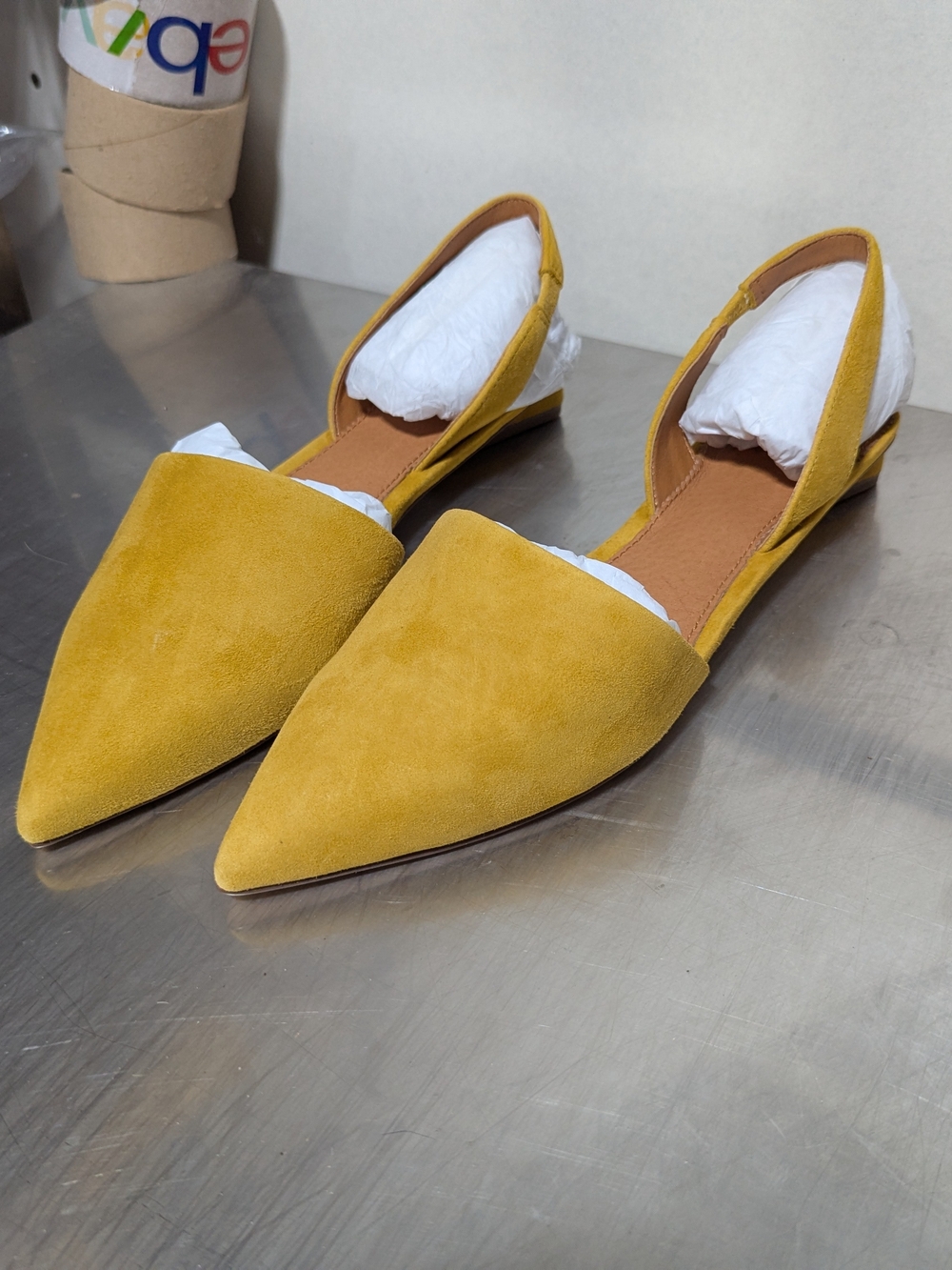 Mustard Yellow Pointed-Toe D'Orsay Flats - Women 8